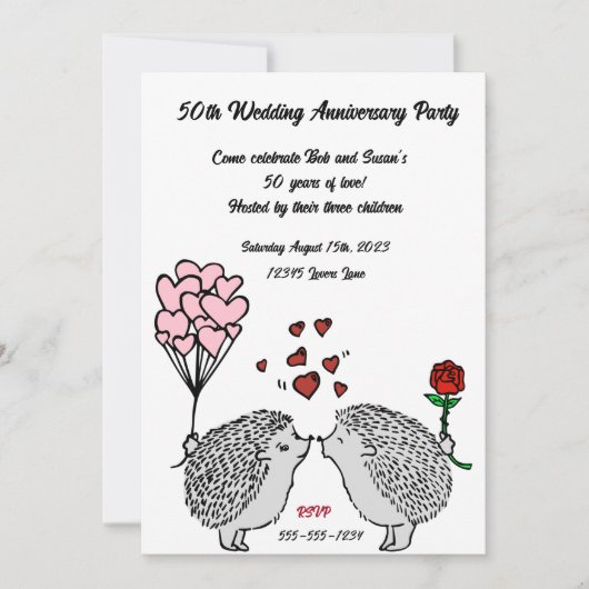 Cartes d'invitation pour les 50 ans de mariage de  (Devant)