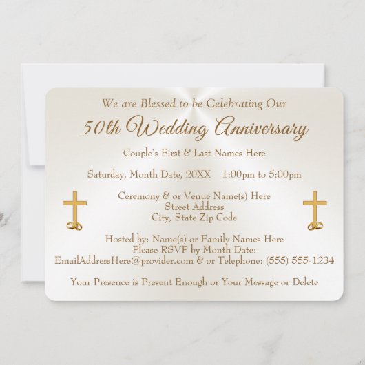 Cartes d'invitation pour les 50 ans de mariage de  (Dos)