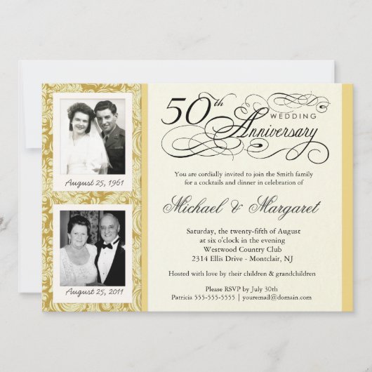 Cartes d'invitation pour les 50 ans de mariage - V (Devant)