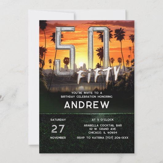 Cartes d'invitation pour les 50 ans d'hommes (Devant)