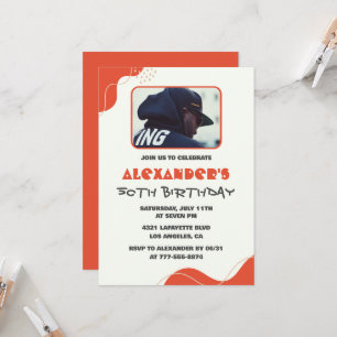 Cartes d'invitation pour les 50 ans Hommes Rouge S