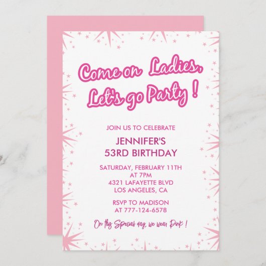 Cartes d'invitation pour les 53 ans de la fille sc (Devant / Derrière)