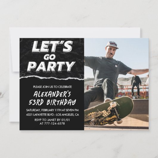 Cartes d'invitation pour les 53 ans Hommes Photo  (Devant)