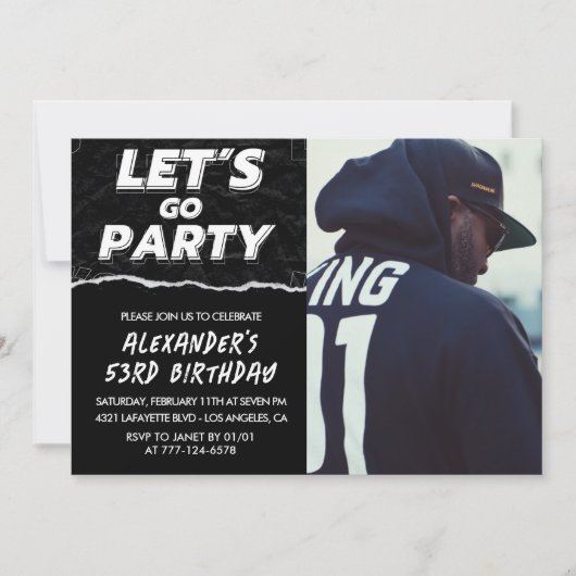 Cartes d'invitation pour les 53 ans Hommes Photo N (Devant)