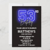 Cartes d'invitation pour les 53 ans Neon Black Hom (Devant)