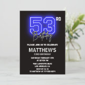 Cartes d'invitation pour les 53 ans Neon Black Hom (Debout devant)