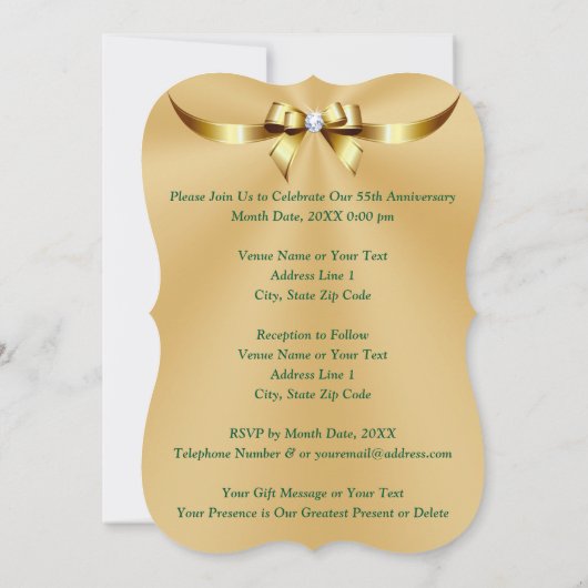 Cartes d'invitation pour les 55 ans de mariage, No (Dos)