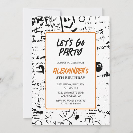 Cartes d'invitation pour les 5 ans garçon fête de (Devant)