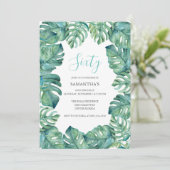 Cartes d'invitation pour les 60 ans avec feuilles  (Debout devant)