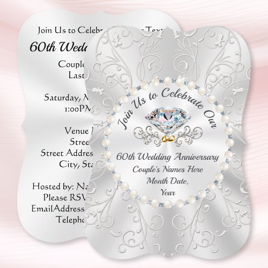 Cartes d'invitation pour les 60 ans de mariage