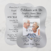 Cartes d'invitation pour les 60 ans de mariage de  (Devant / Derrière)