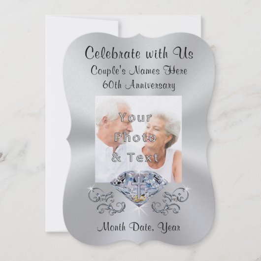 Cartes d'invitation pour les 60 ans de mariage de  (Devant)