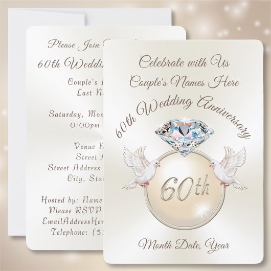 Cartes d'invitation pour les 60 ans de mariage de 
