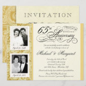 Cartes d'invitation pour les 65 ans - Hier et aujo (Devant / Derrière)