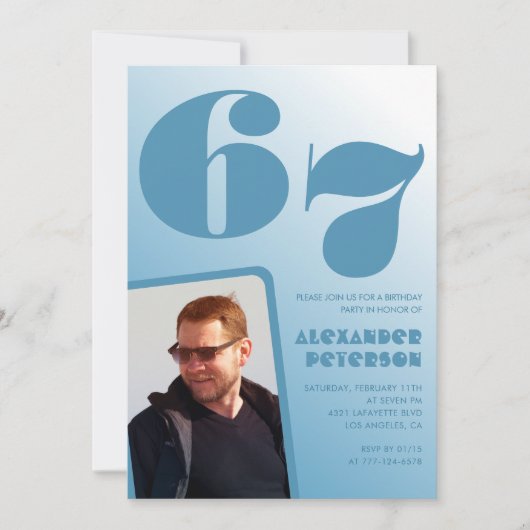 Cartes d'invitation pour les 67 ans avec un dégrad (Devant)