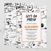 Cartes d'invitation pour les 69 ans Hommes Graffit (Devant / Derrière)