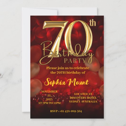 Cartes d'invitation pour les 70 ans de grand-mère, (Devant)