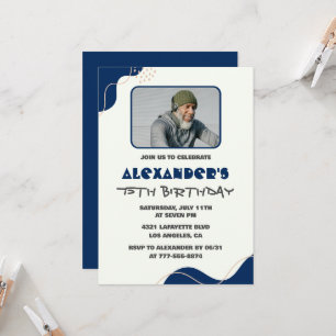 Cartes d'invitation pour les 75 ans Hommes Navy Si