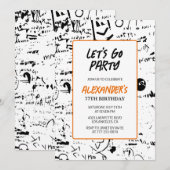 Cartes d'invitation pour les 77 ans Hommes Graffit (Devant / Derrière)