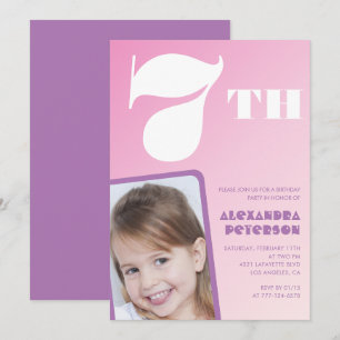 Cartes d'invitation pour les 7 ans avec photo fill