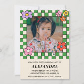 Cartes d'invitation pour les 7 ans Fleurs Rétro Gr (Devant)