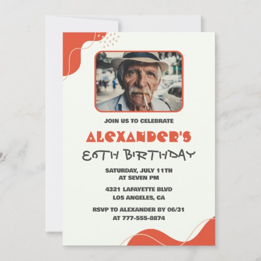 Cartes d'invitation pour les 86 ans d'hommes moder (Devant)