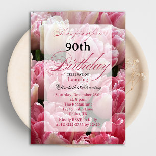 Cartes d'invitation pour les 90 ans avec des tulip
