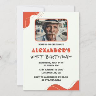 Cartes d'invitation pour les 91 ans d'hommes moder