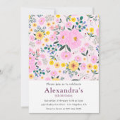 Cartes d'invitation pour les 9 ans avec fleurs Boh (Devant)