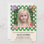Cartes d'invitation pour les 9 ans Fleurs Rétro Gr (Devant)