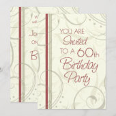Cartes d'invitation pour les fêtes de 60e annivers (Devant / Derrière)