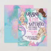 Cartes d'invitation pour les petites sirènes (Devant / Derrière)