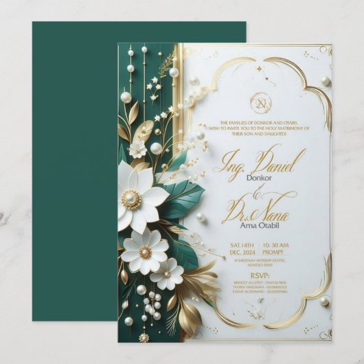 Cartes d'invitation pour mariage (Devant / Derrière)