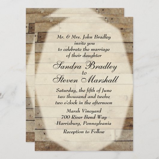 Cartes d'invitation pour mariage champêtre (Devant / Derrière)