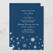 Cartes d'invitation pour mariage d'hiver Bleu blan (Devant / Derrière)