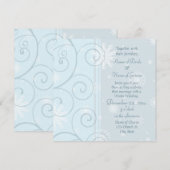 Cartes d'invitation pour mariage d'hiver Blue Swir (Devant / Derrière)