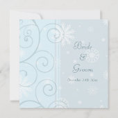 Cartes d'invitation pour mariage d'hiver Blue Swir (Dos)