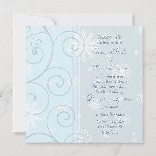 Cartes d'invitation pour mariage d'hiver Blue Swir (Devant)