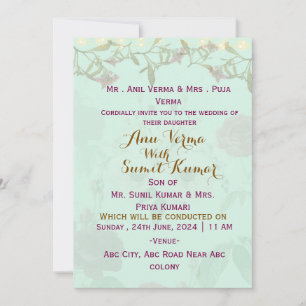 Cartes d'invitation pour mariage indien