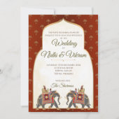 Cartes d'invitation pour mariage indien éléphant & (Devant)