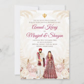 Cartes d'invitation pour mariage Punjabi & Anand K (Devant)