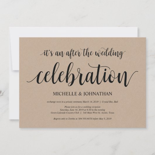 Cartes d'invitation pour mariage rustique kraft (Devant)
