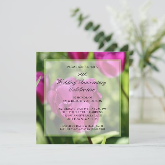 Cartes d'invitation pour noces de diamant avec tul (Debout devant)