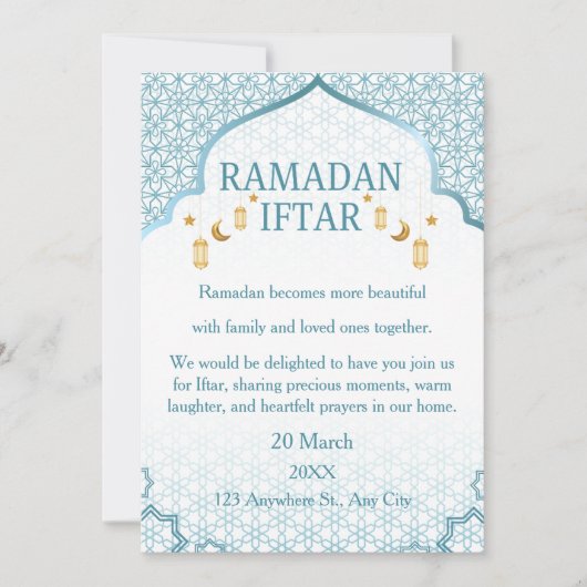 Cartes d'invitation pour Ramadan Moubarak – Iftar  (Devant)