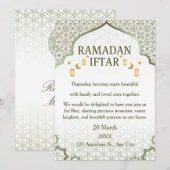 Cartes d'invitation pour Ramadan Moubarak – Iftar  (Devant / Derrière)
