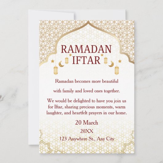 Cartes d'invitation pour Ramadan Mubarak – Iftar d (Devant)