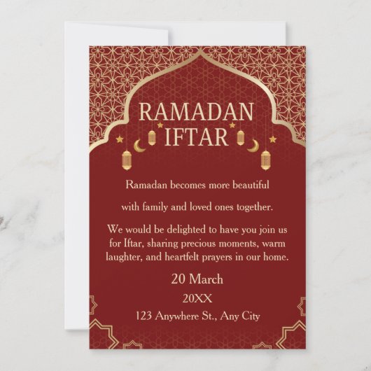 Cartes d'invitation pour Ramadan Mubarak – Iftar f (Devant)