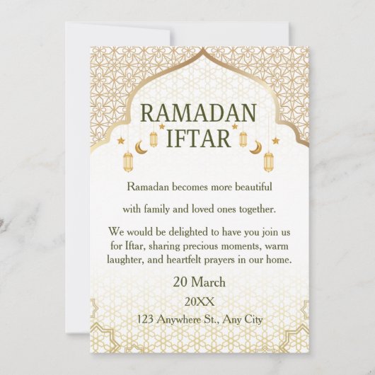 Cartes d'invitation pour Ramadan Mubarak – Iftar f (Devant)