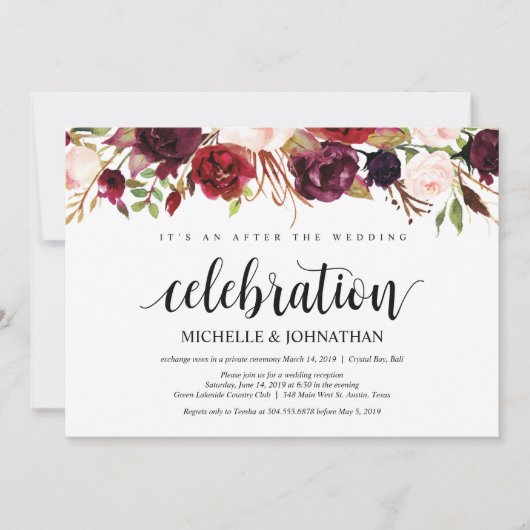 Cartes d'invitation pour réception de mariage inti (Devant)