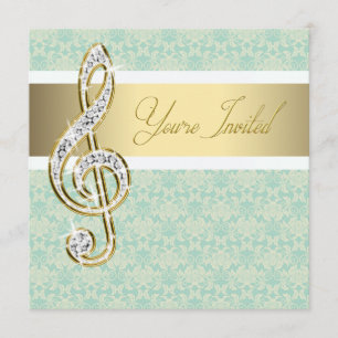 Cartes d'invitation pour récital de musique en or 